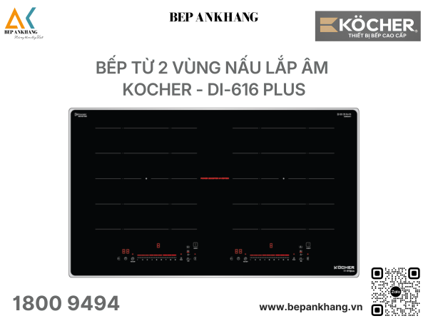 Bếp từ đôi 2 vùng nấu Kocher DI-616 PLUS - Made in Malaysia